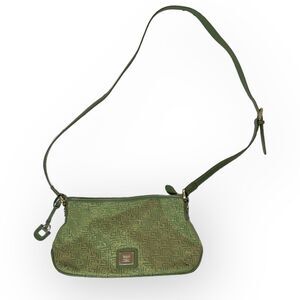 Liz Claiborne Bright Green & Gold Metallic Fabric & Faux Leather Crossbody Bag